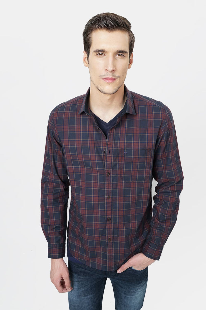 BASICS SLIM FIT CHECKS SHIRT