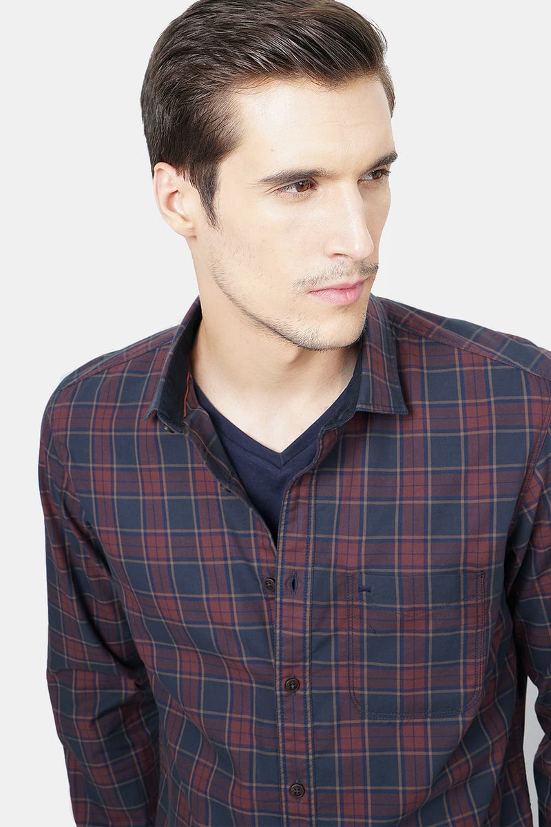 BASICS SLIM FIT CHECKS SHIRT