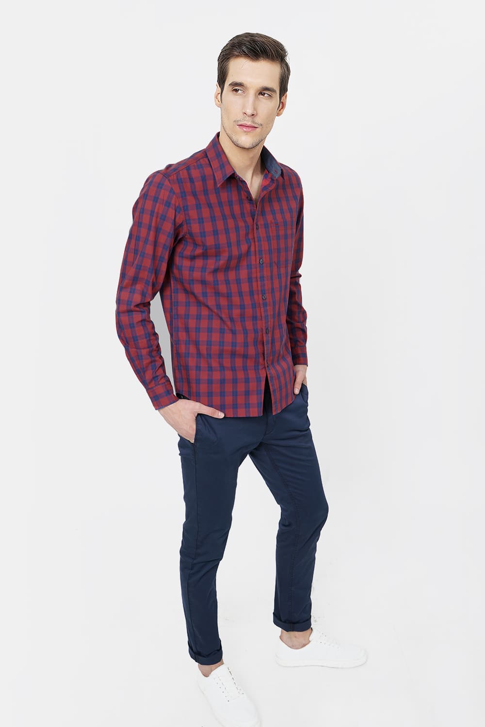 BASICS SLIM FIT CHECKS SHIRT