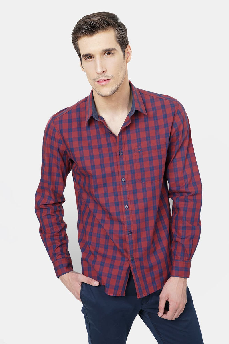 BASICS SLIM FIT CHECKS SHIRT