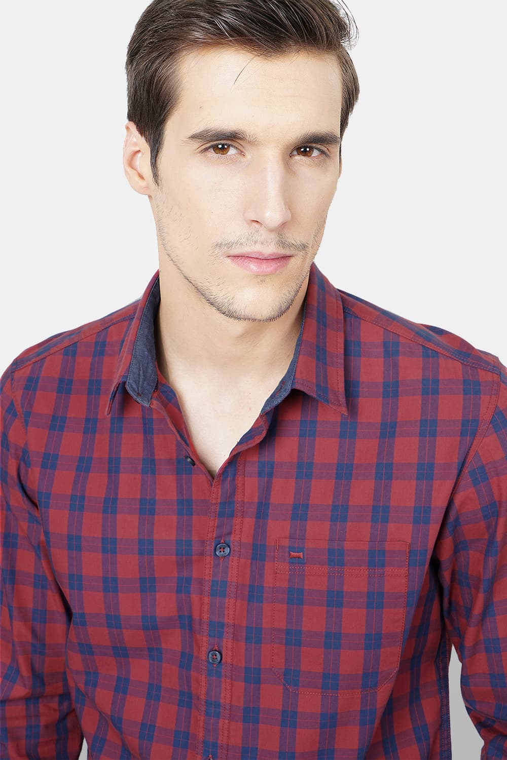 BASICS SLIM FIT CHECKS SHIRT