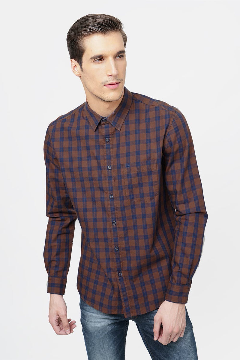 BASICS SLIM FIT CHECKS SHIRT