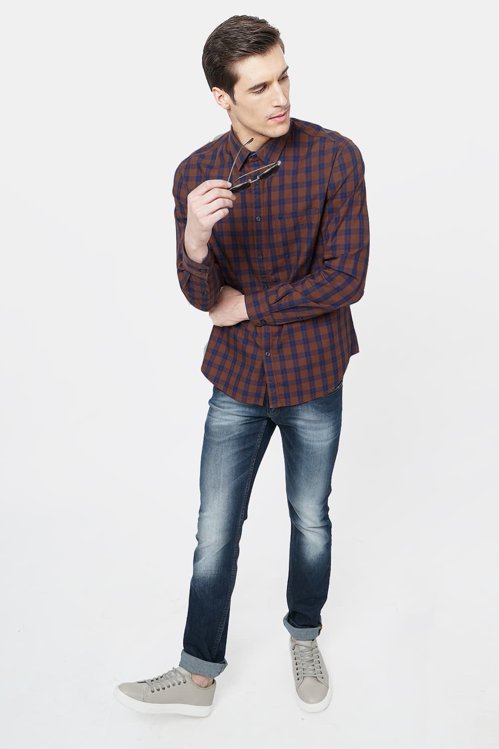 BASICS SLIM FIT CHECKS SHIRT