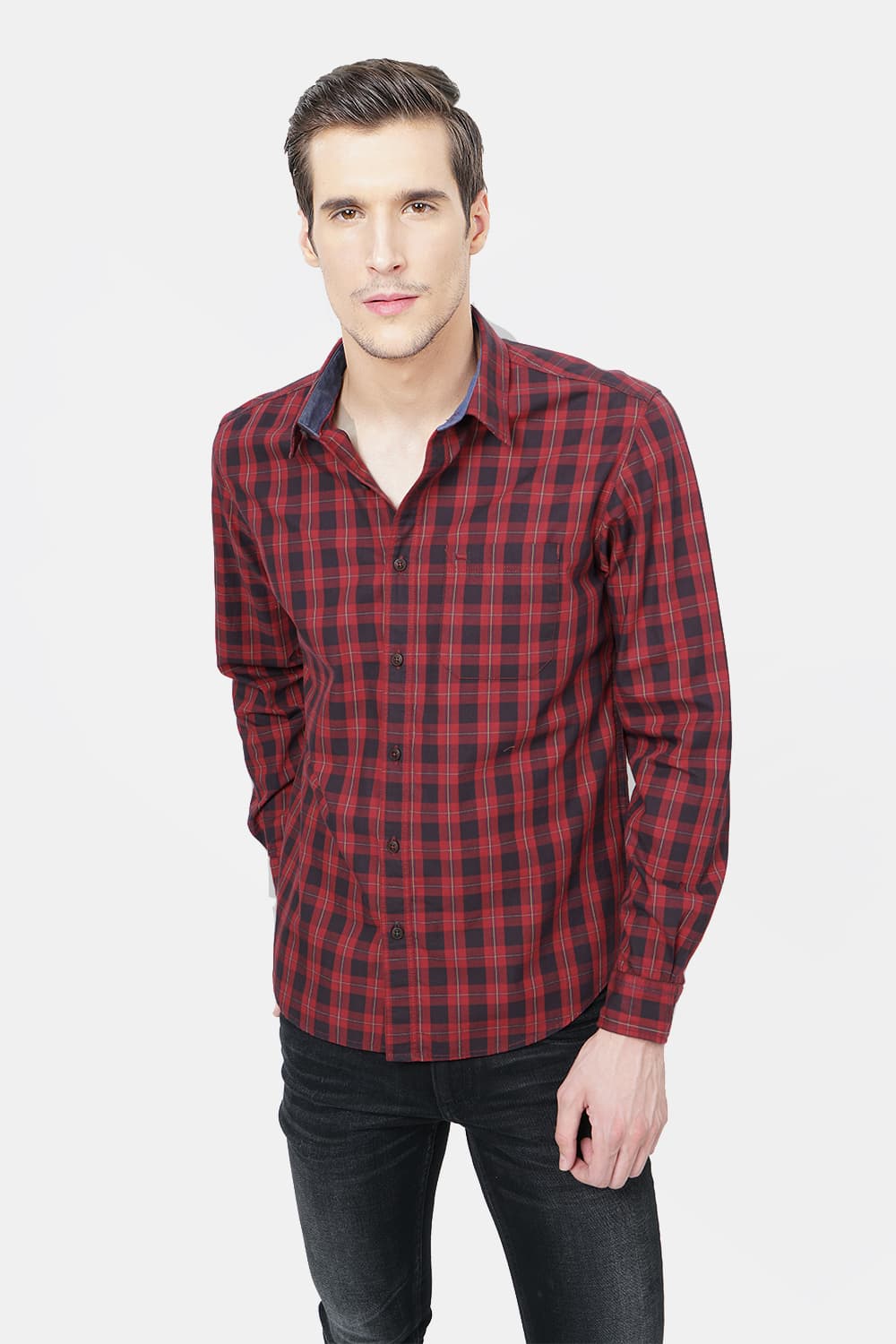 BASICS SLIM FIT CHECKS SHIRT