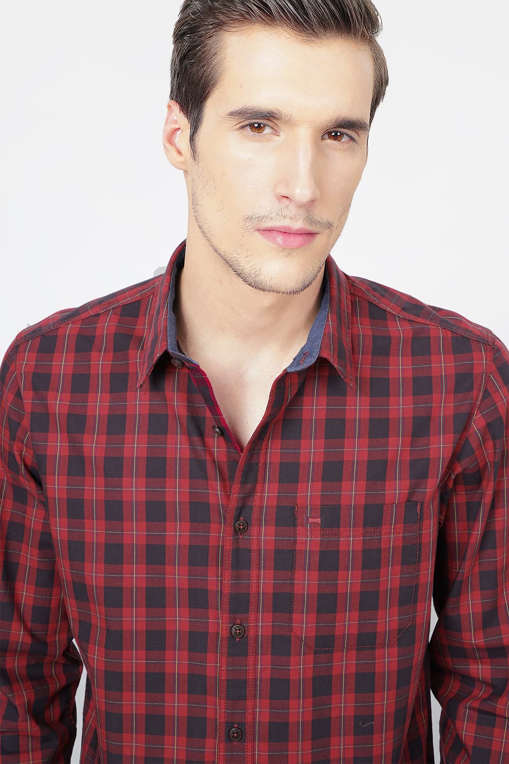 BASICS SLIM FIT CHECKS SHIRT