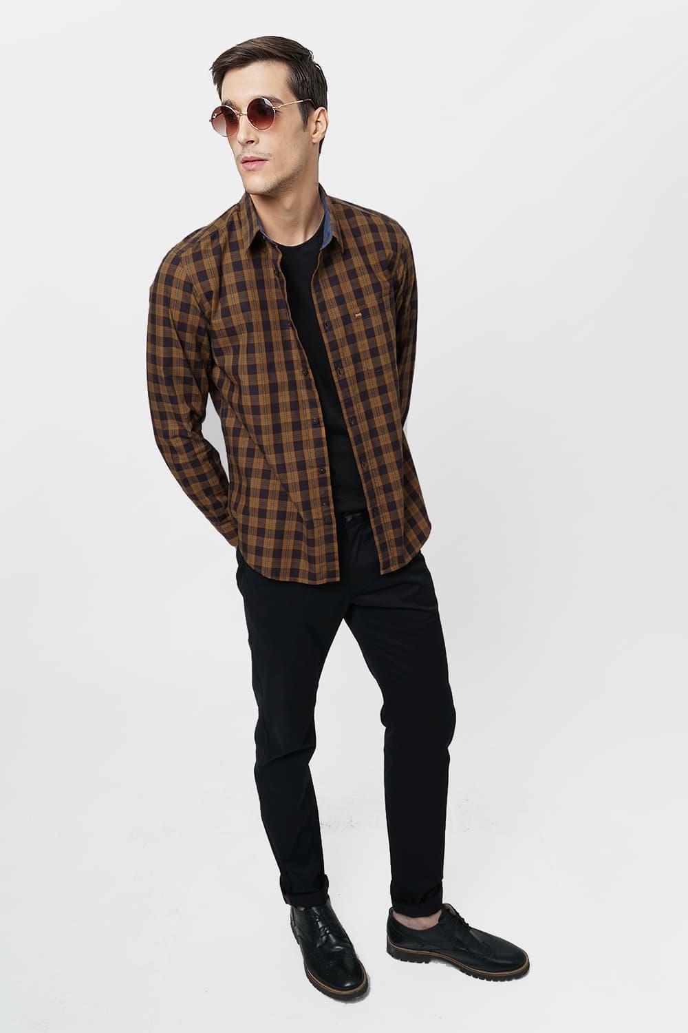 BASICS SLIM FIT CHECKS SHIRT