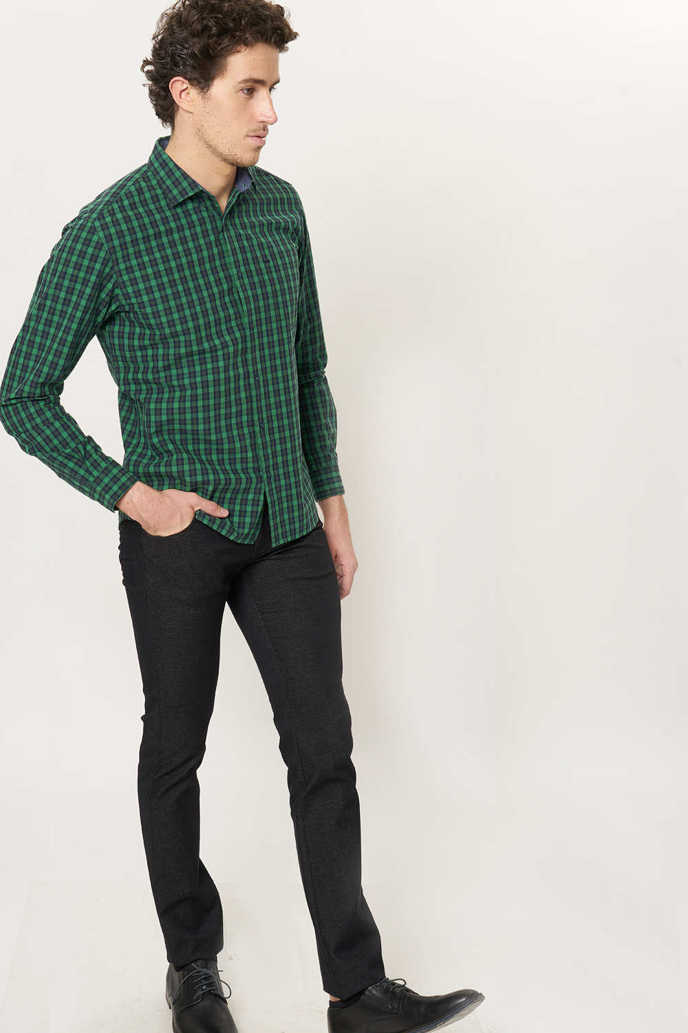 BASICS SLIM FIT CHECKS SHIRT