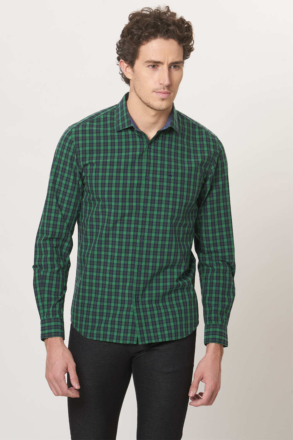 BASICS SLIM FIT CHECKS SHIRT