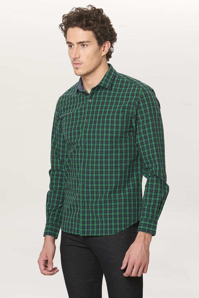 BASICS SLIM FIT CHECKS SHIRT