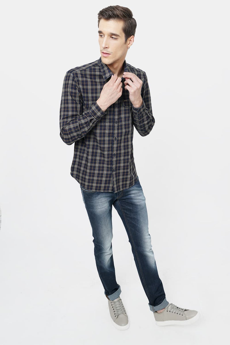 BASICS SLIM FIT CHECKS SHIRT