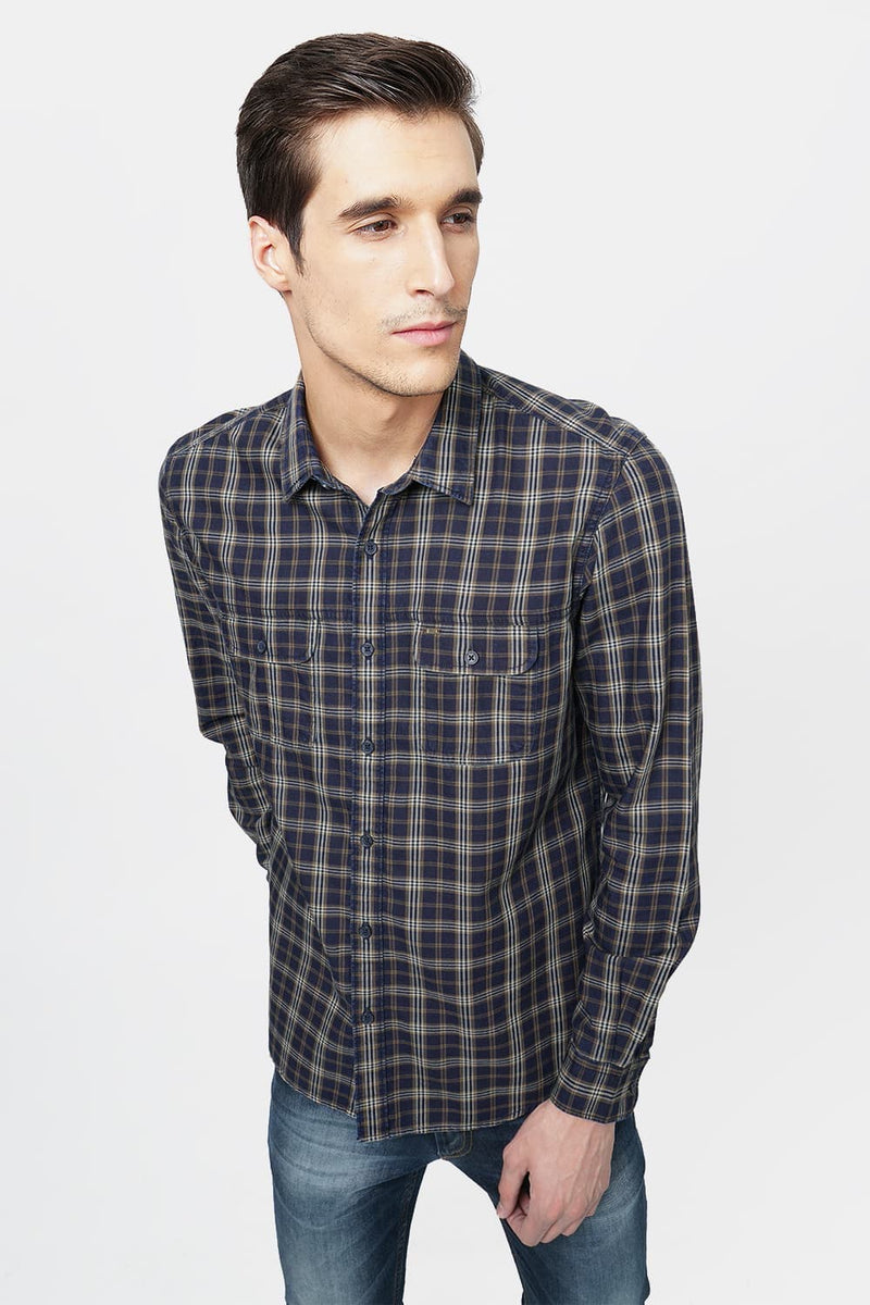 BASICS SLIM FIT CHECKS SHIRT