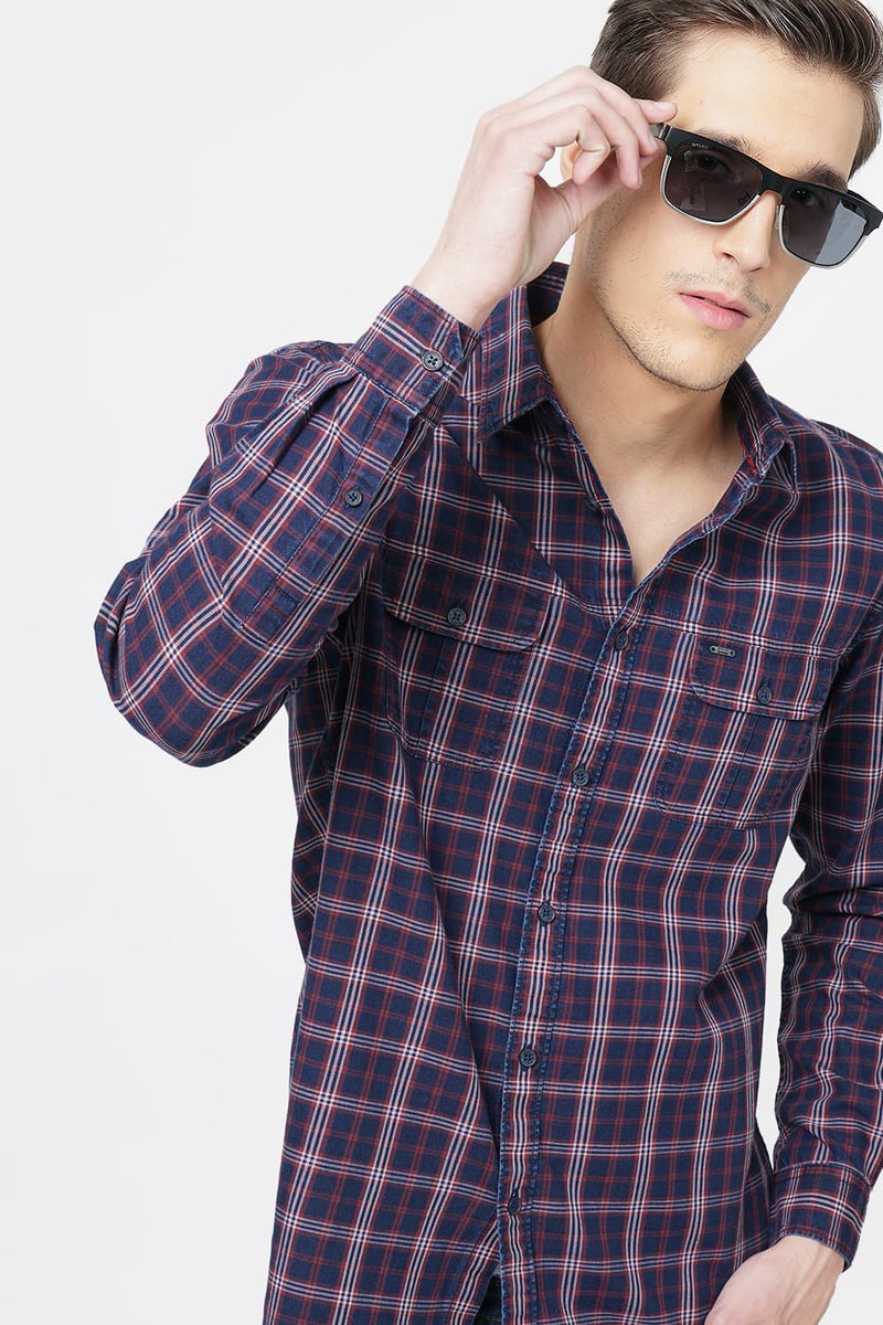 BASICS SLIM FIT CHECKS SHIRT