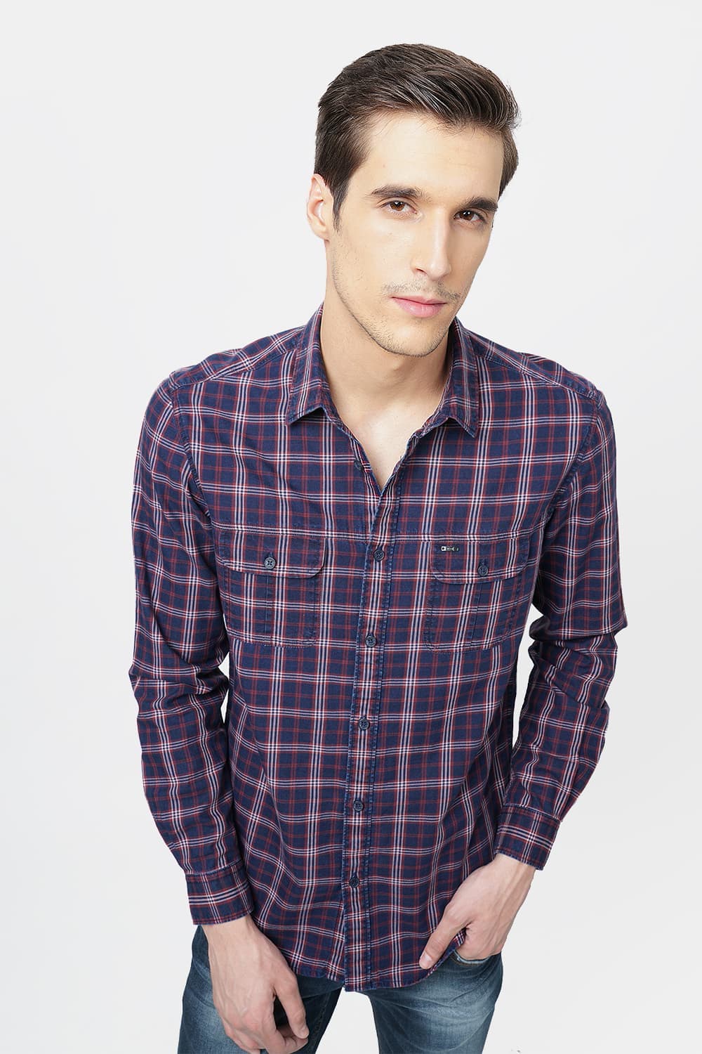 BASICS SLIM FIT CHECKS SHIRT