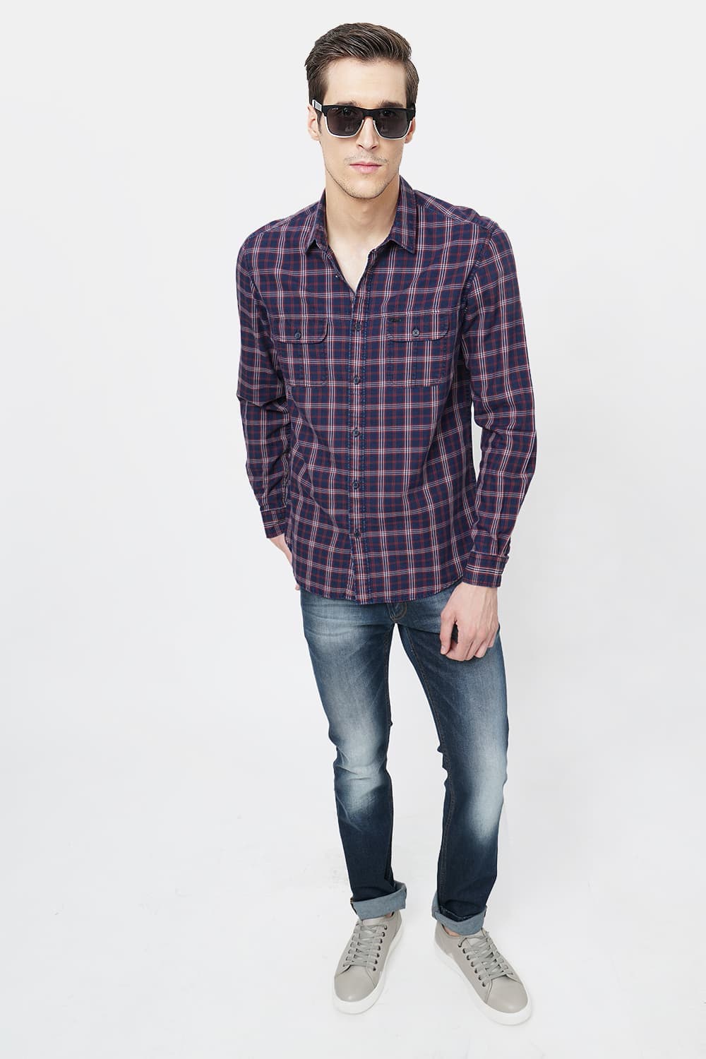 BASICS SLIM FIT CHECKS SHIRT