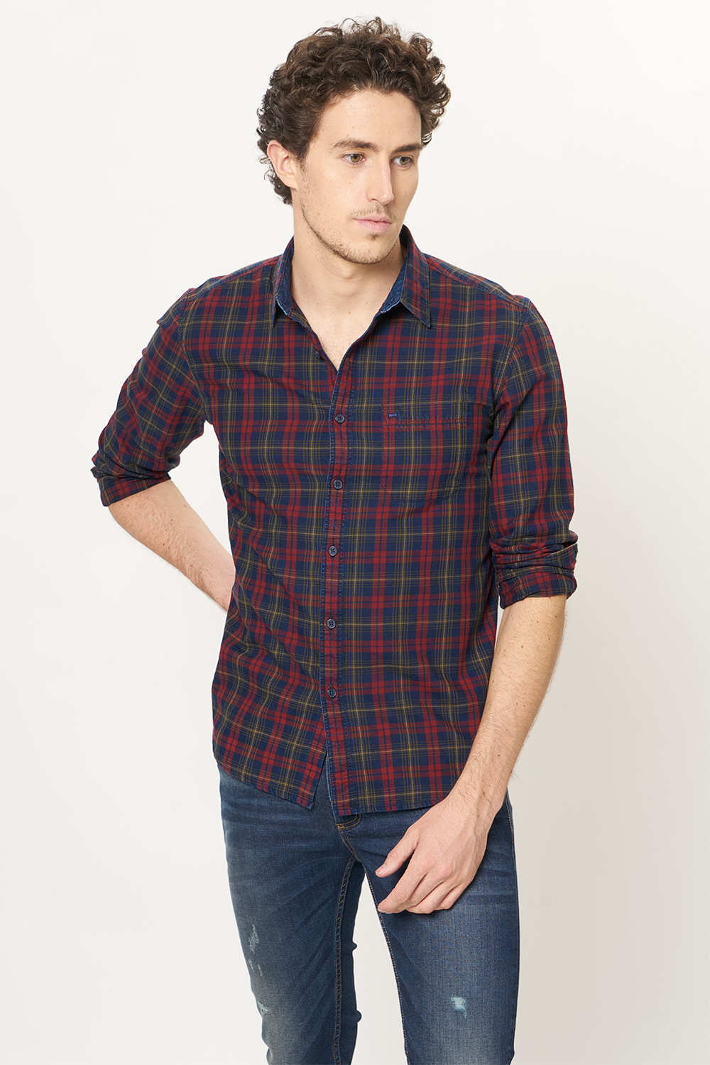 BASICS SLIM FIT CHECKS SHIRT