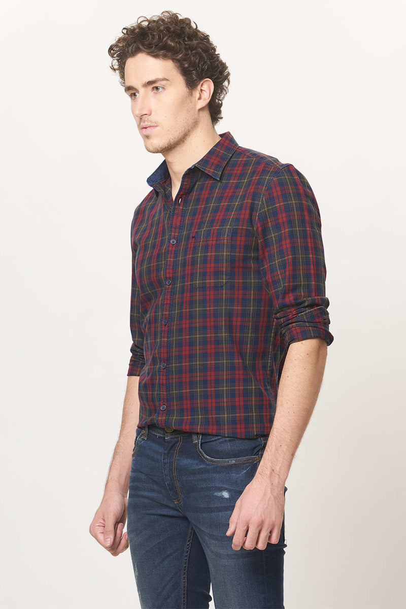 BASICS SLIM FIT CHECKS SHIRT