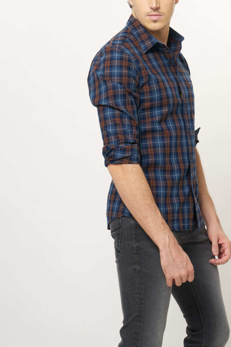 BASICS SLIM FIT CHECKS SHIRT