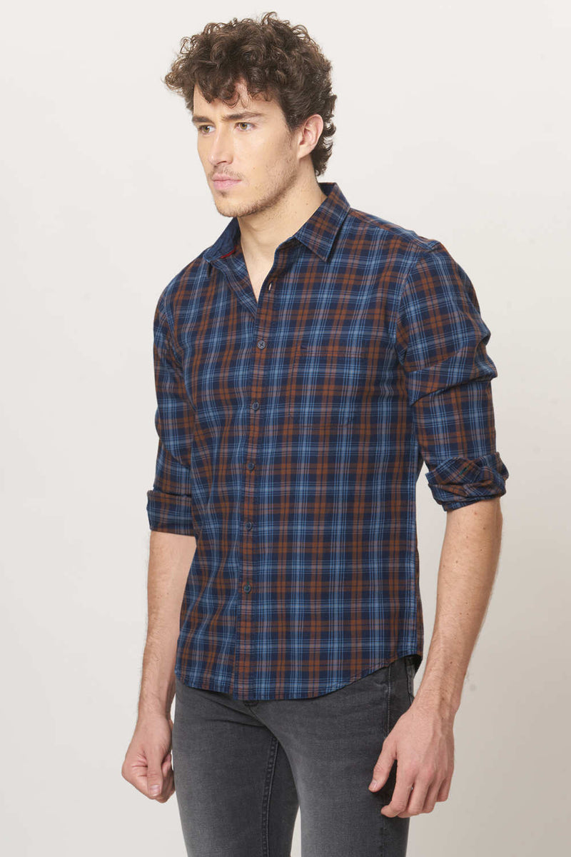 BASICS SLIM FIT CHECKS SHIRT