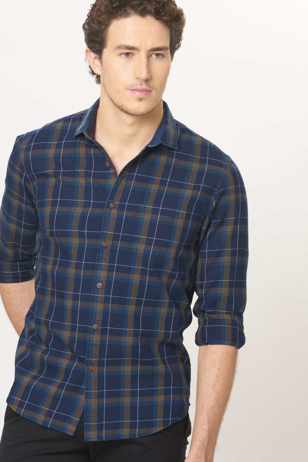 BASICS SLIM FIT CHECKS SHIRT