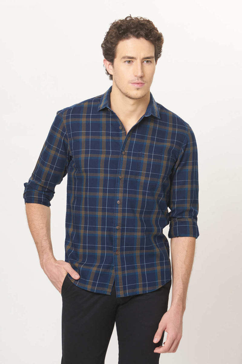 BASICS SLIM FIT CHECKS SHIRT