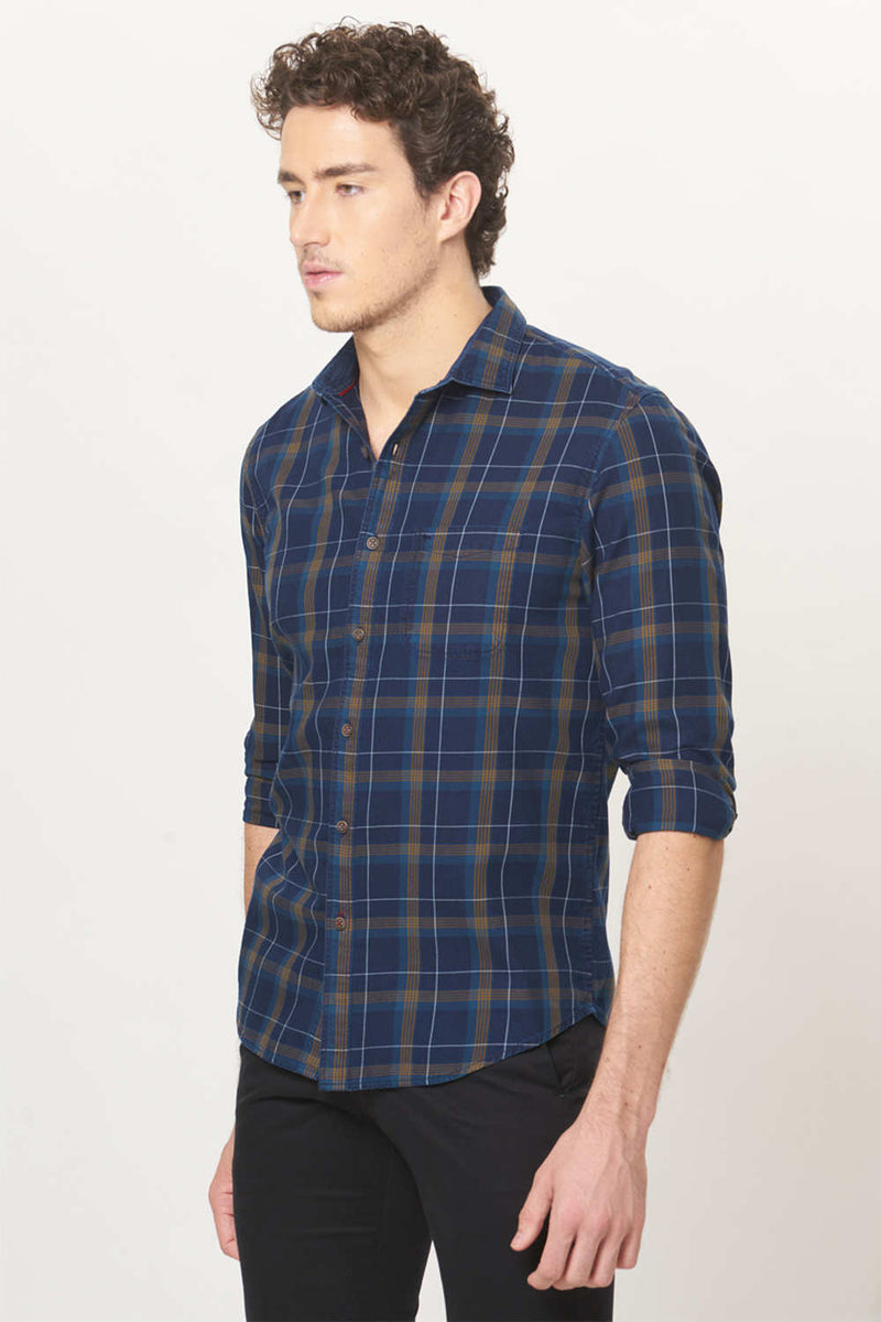 BASICS SLIM FIT CHECKS SHIRT