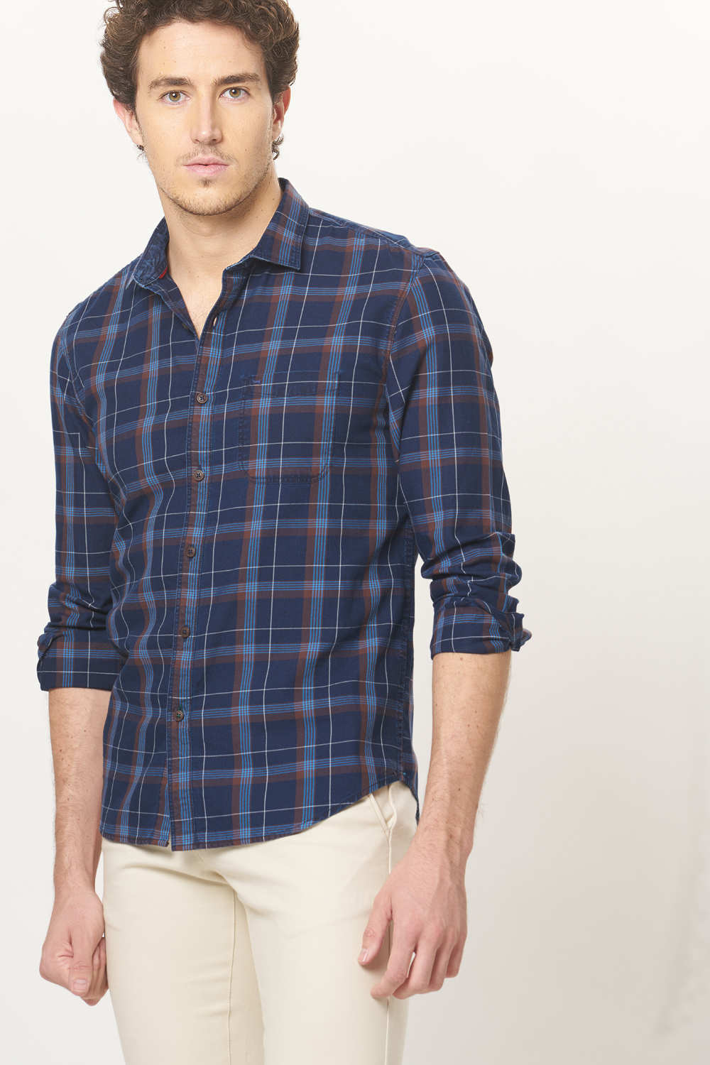 BASICS SLIM FIT CHECKS SHIRT