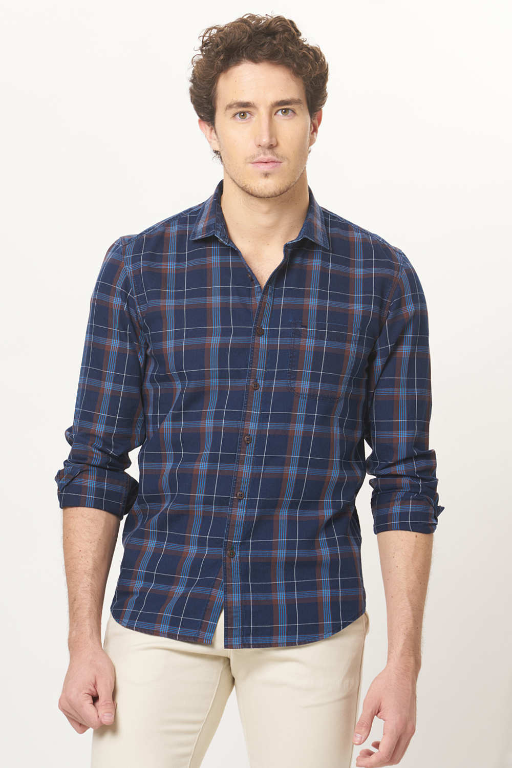 BASICS SLIM FIT CHECKS SHIRT