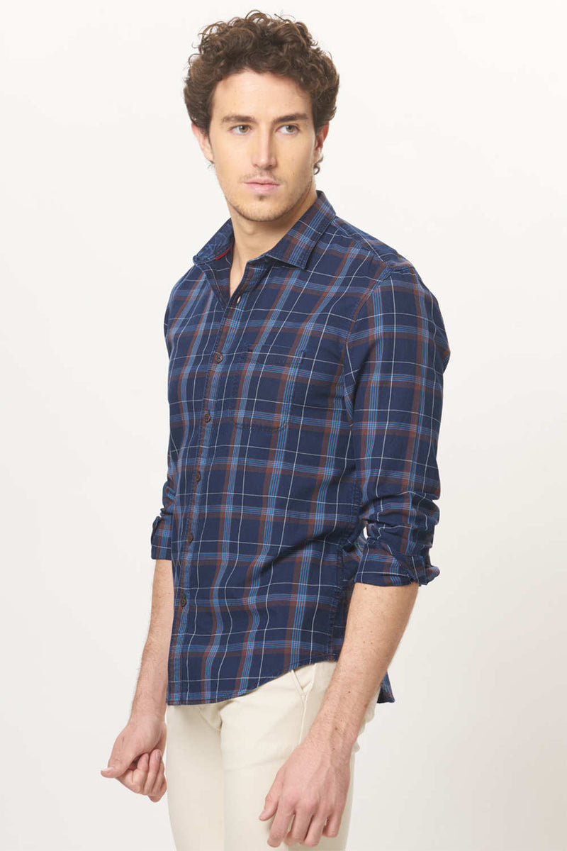 BASICS SLIM FIT CHECKS SHIRT