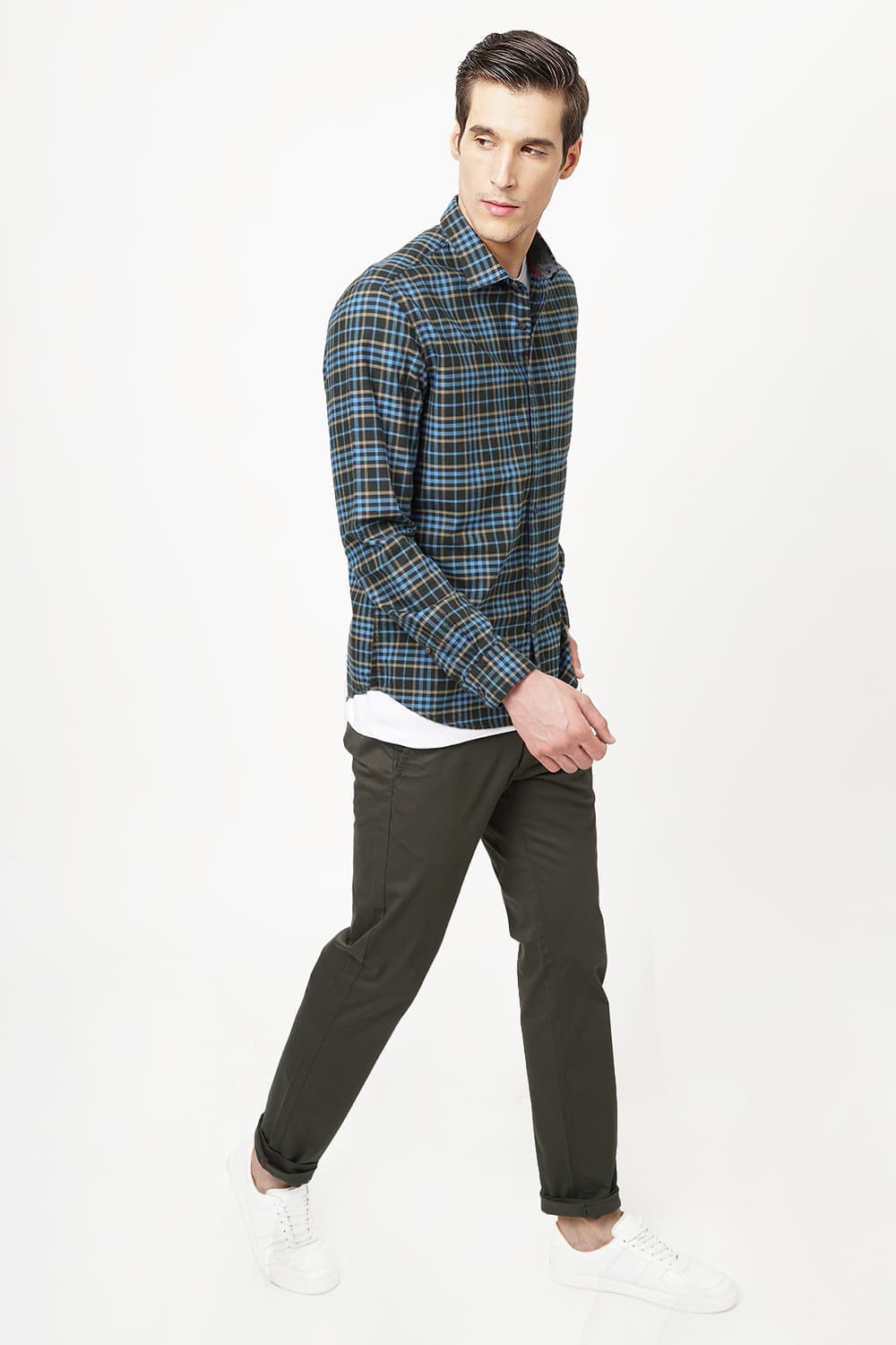 BASICS SLIM FIT CHECKS SHIRT