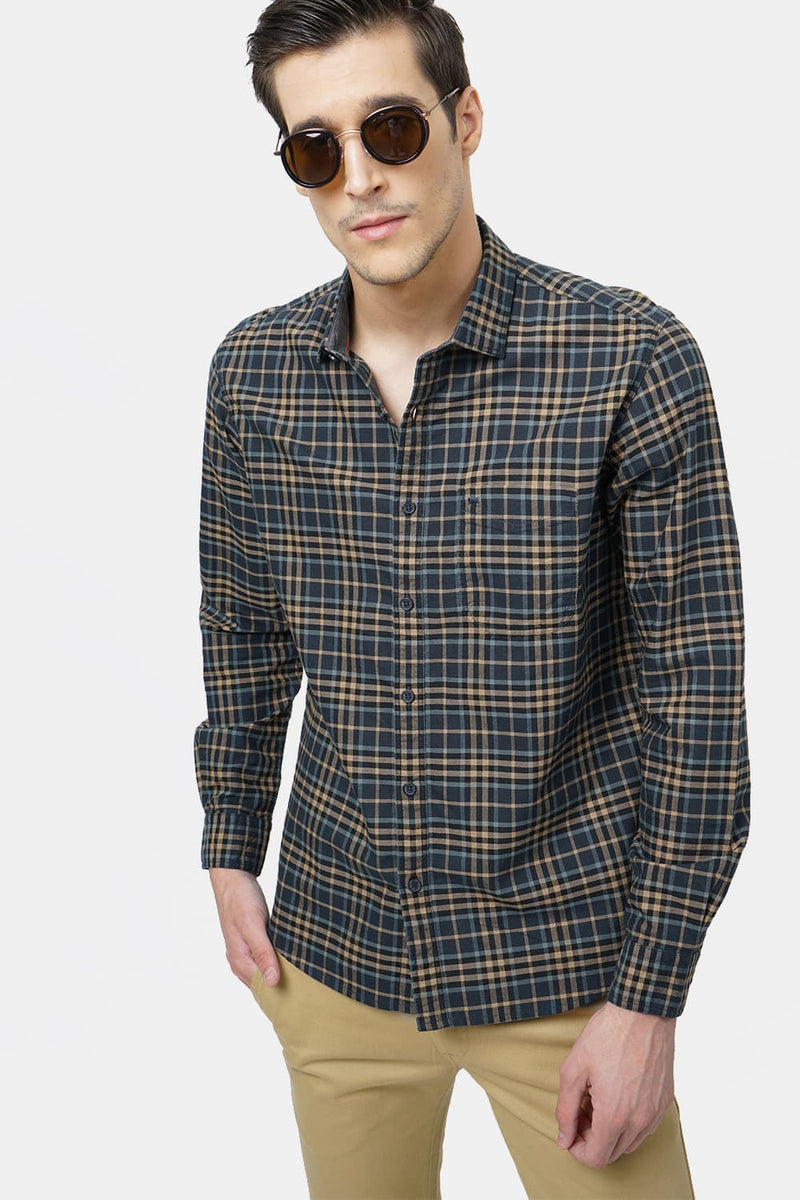 BASICS SLIM FIT CHECKS SHIRT