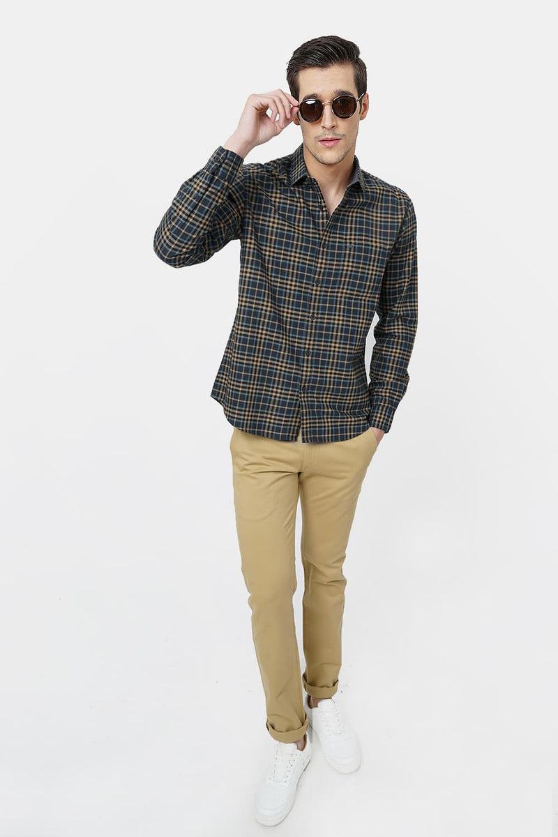 BASICS SLIM FIT CHECKS SHIRT