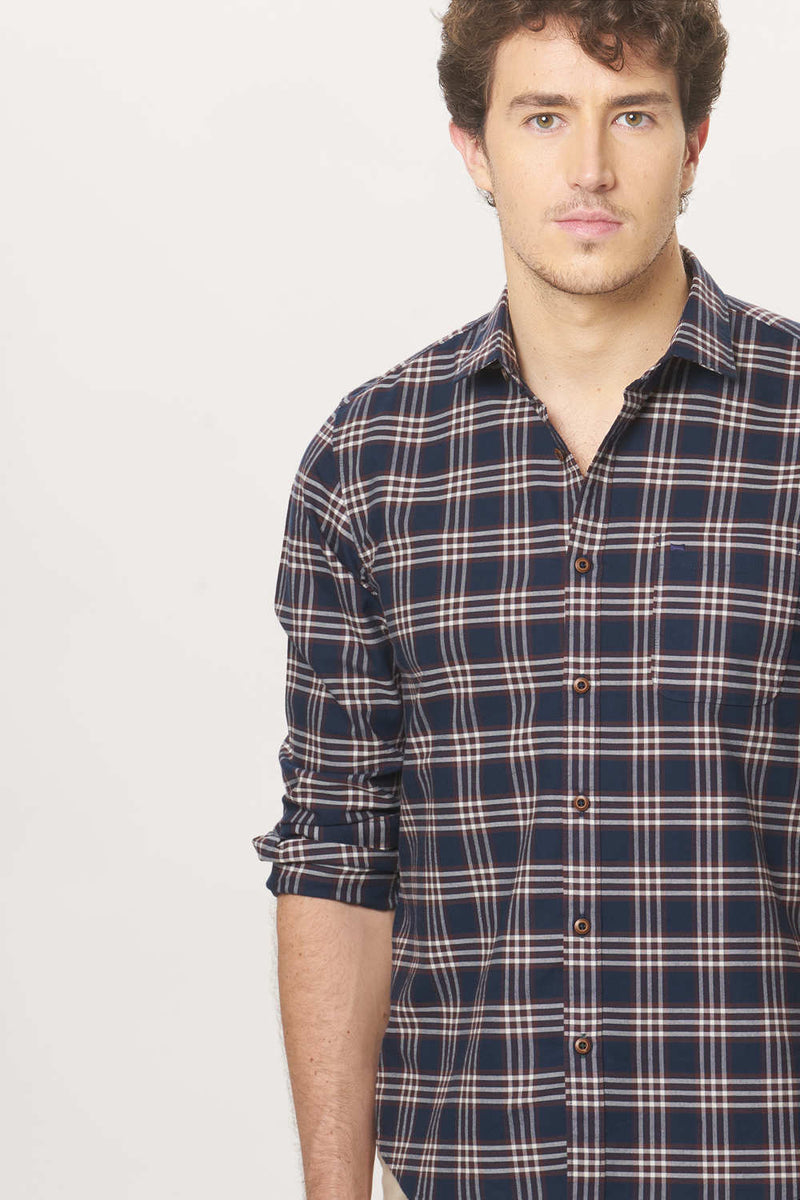 BASICS SLIM FIT CHECKS SHIRT