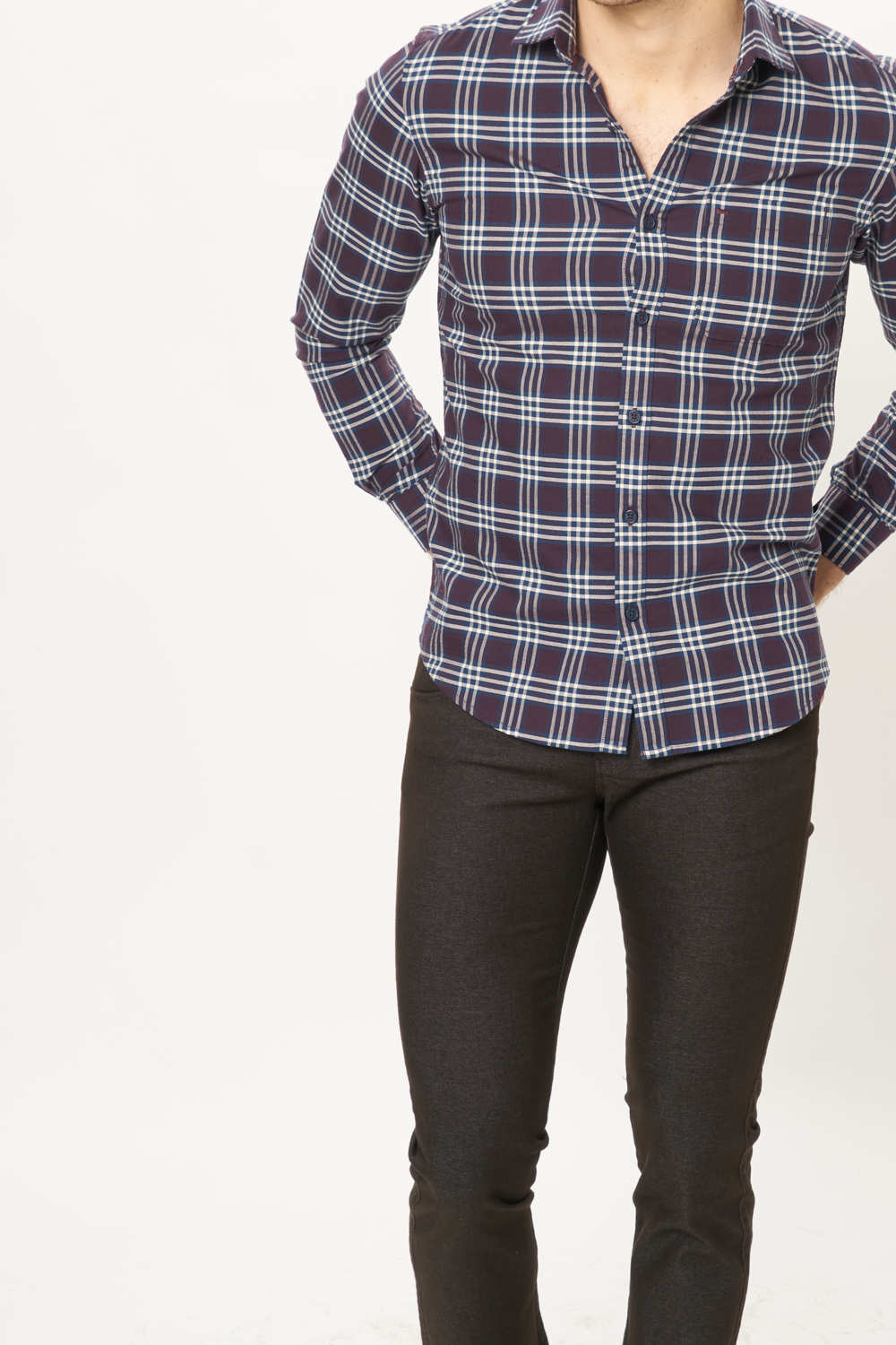 BASICS SLIM FIT CHECKS SHIRT