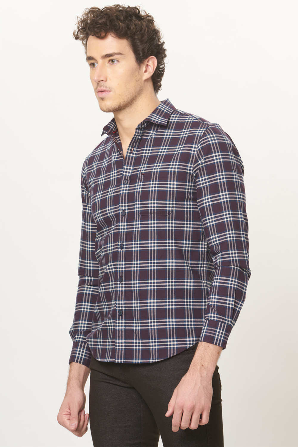 BASICS SLIM FIT CHECKS SHIRT