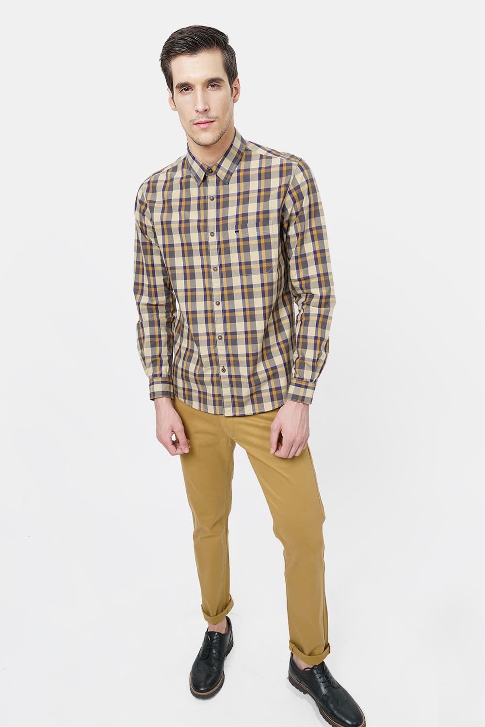 BASICS SLIM FIT CHECKS SHIRT