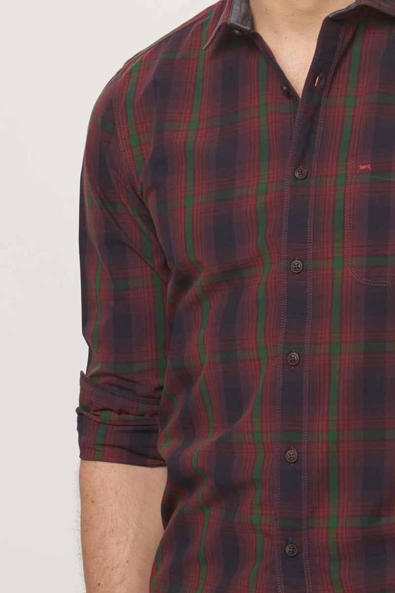 BASICS SLIM FIT CHECKS SHIRT