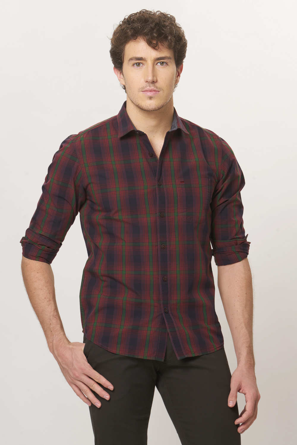 BASICS SLIM FIT CHECKS SHIRT