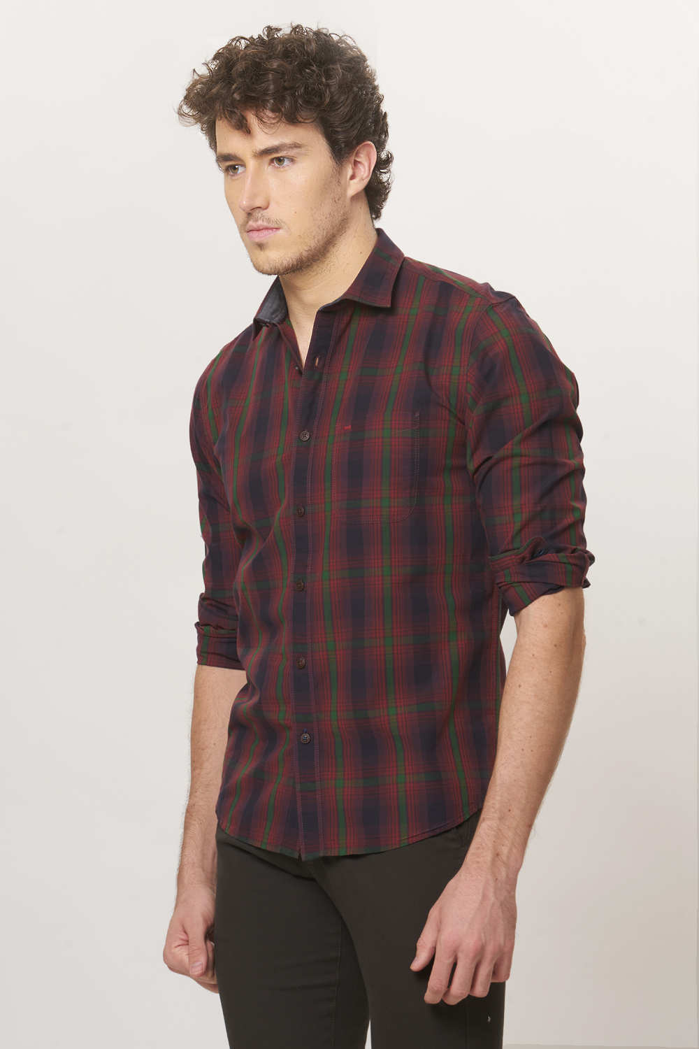 BASICS SLIM FIT CHECKS SHIRT