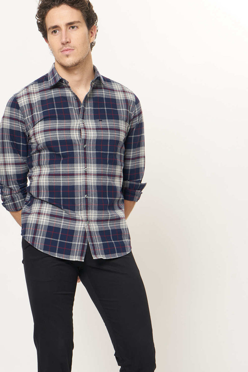 BASICS SLIM FIT CHECKS SHIRT