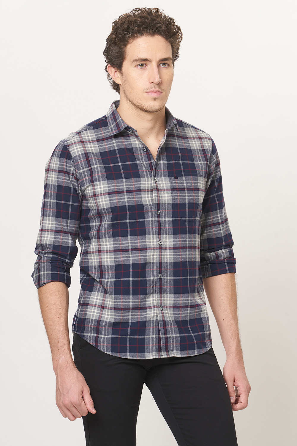 BASICS SLIM FIT CHECKS SHIRT