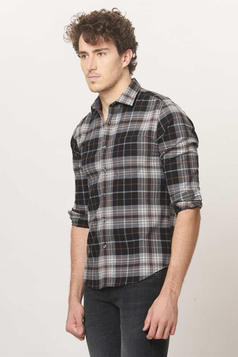 BASICS SLIM FIT CHECKS SHIRT