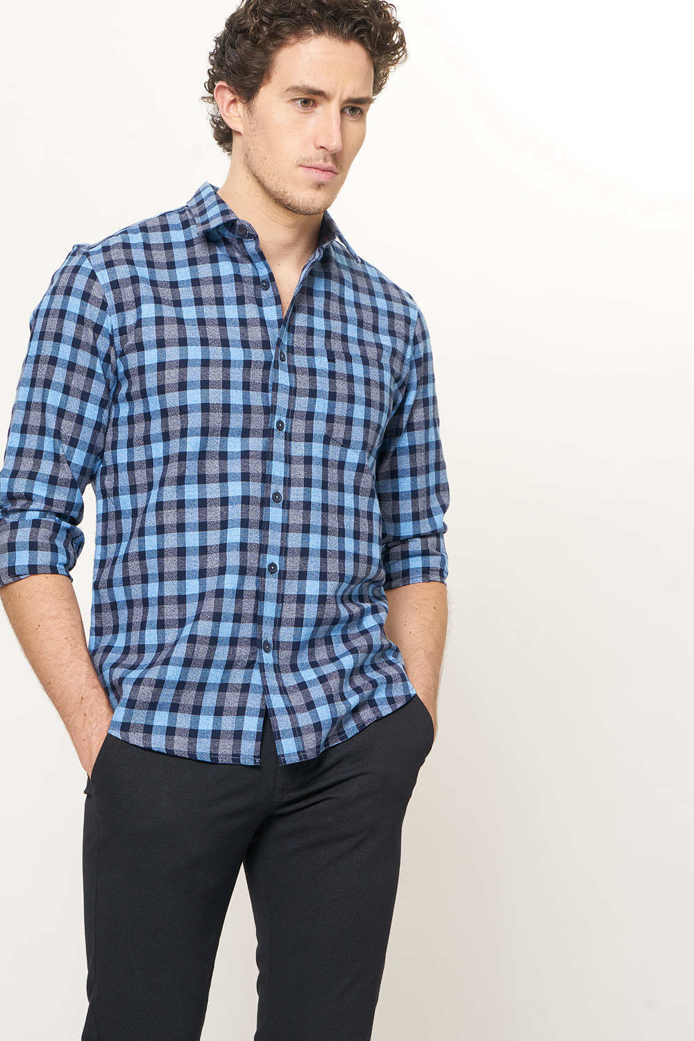 BASICS SLIM FIT CHECKS SHIRT