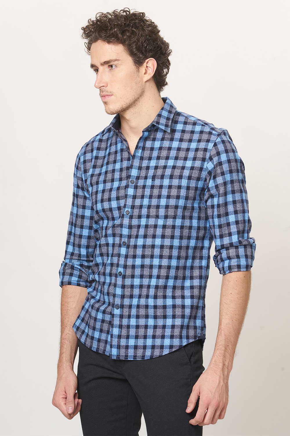 BASICS SLIM FIT CHECKS SHIRT