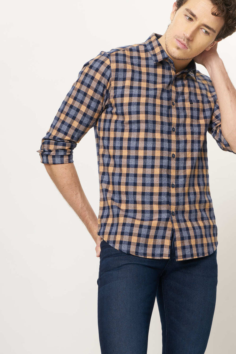 BASICS SLIM FIT CHECKS SHIRT