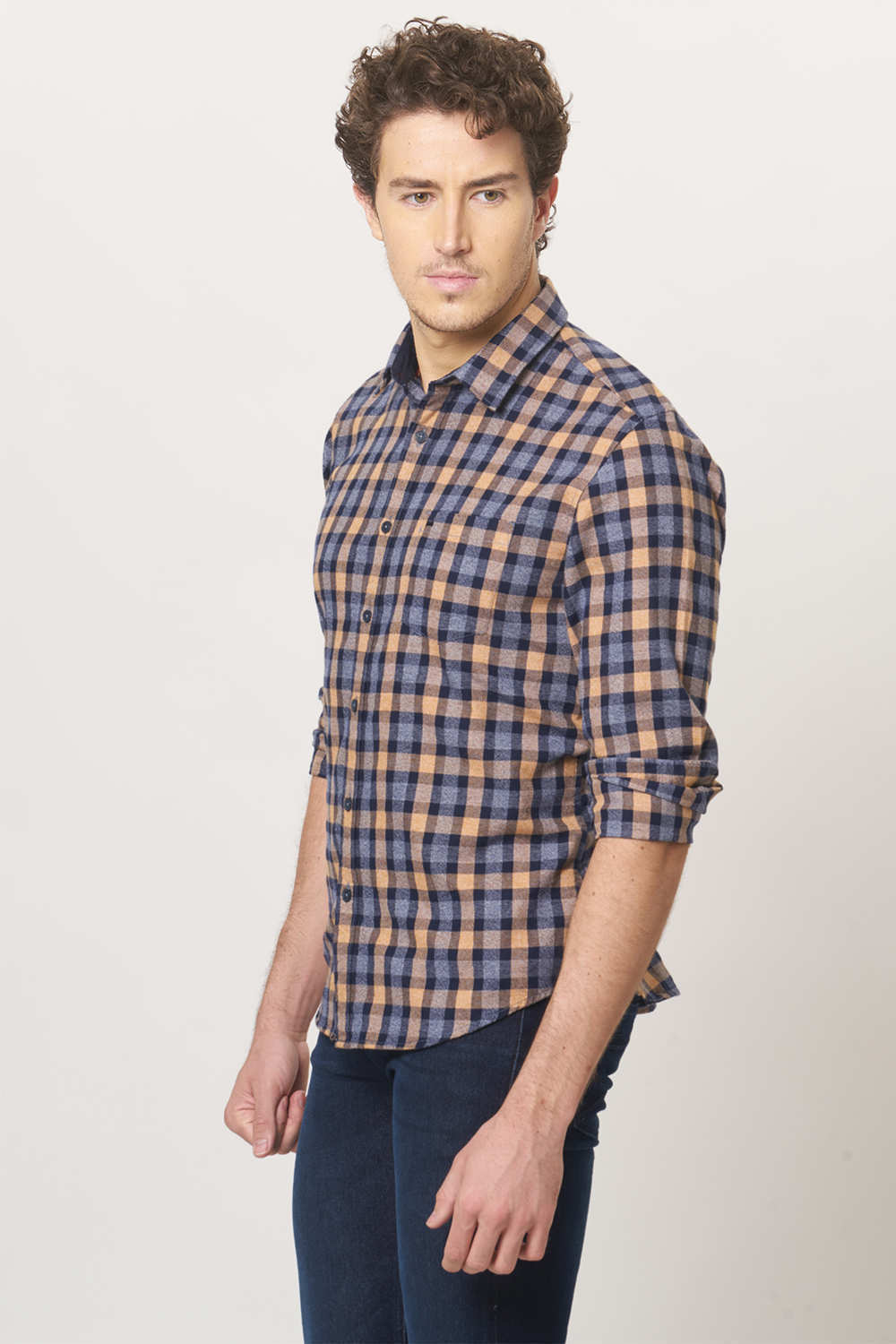 BASICS SLIM FIT CHECKS SHIRT