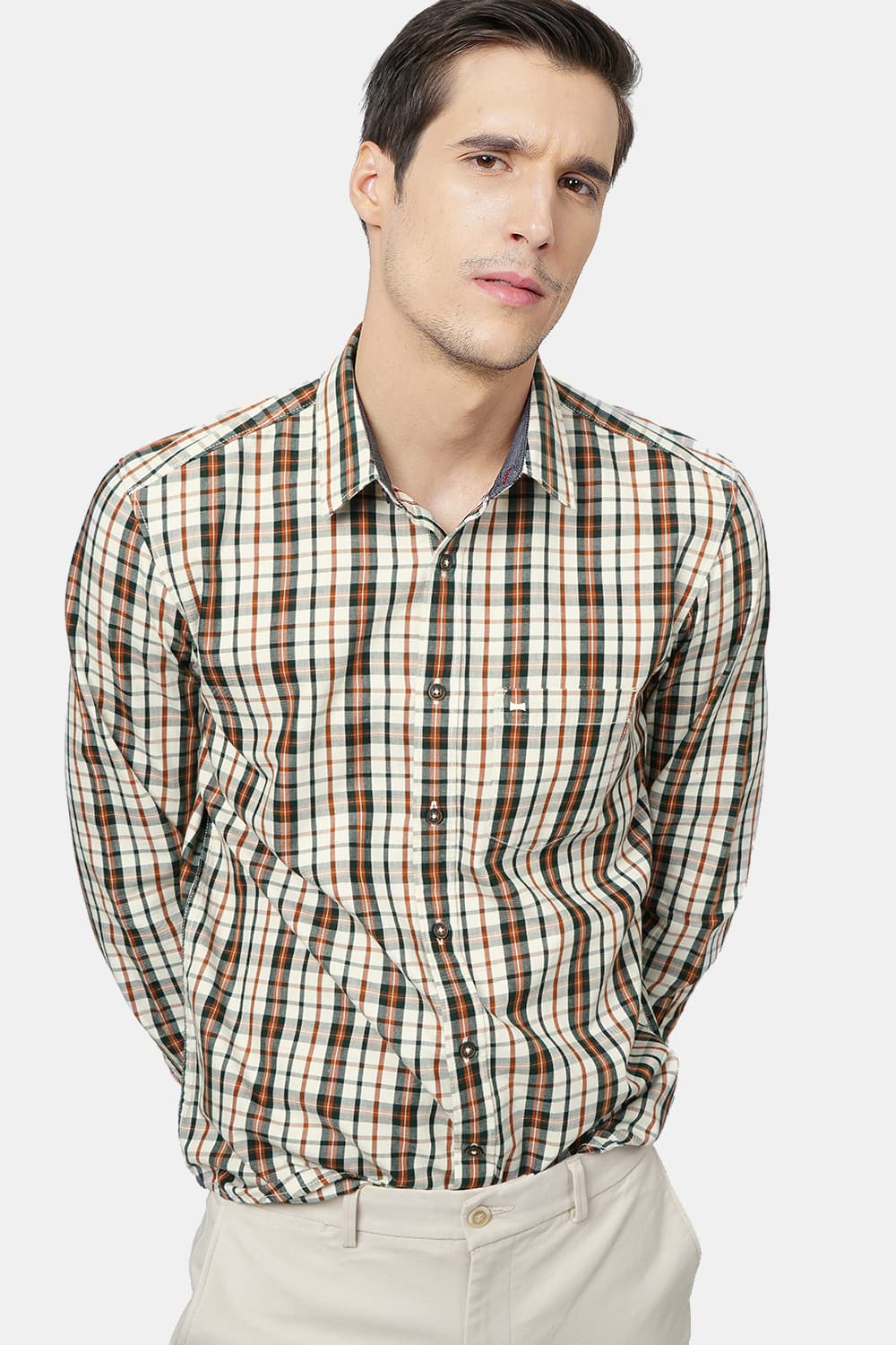 BASICS SLIM FIT CHECKS SHIRT