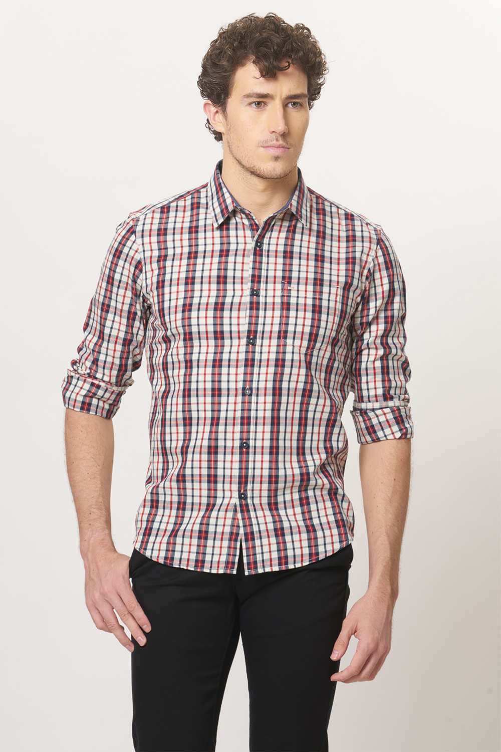 BASICS SLIM FIT CHECKS SHIRT