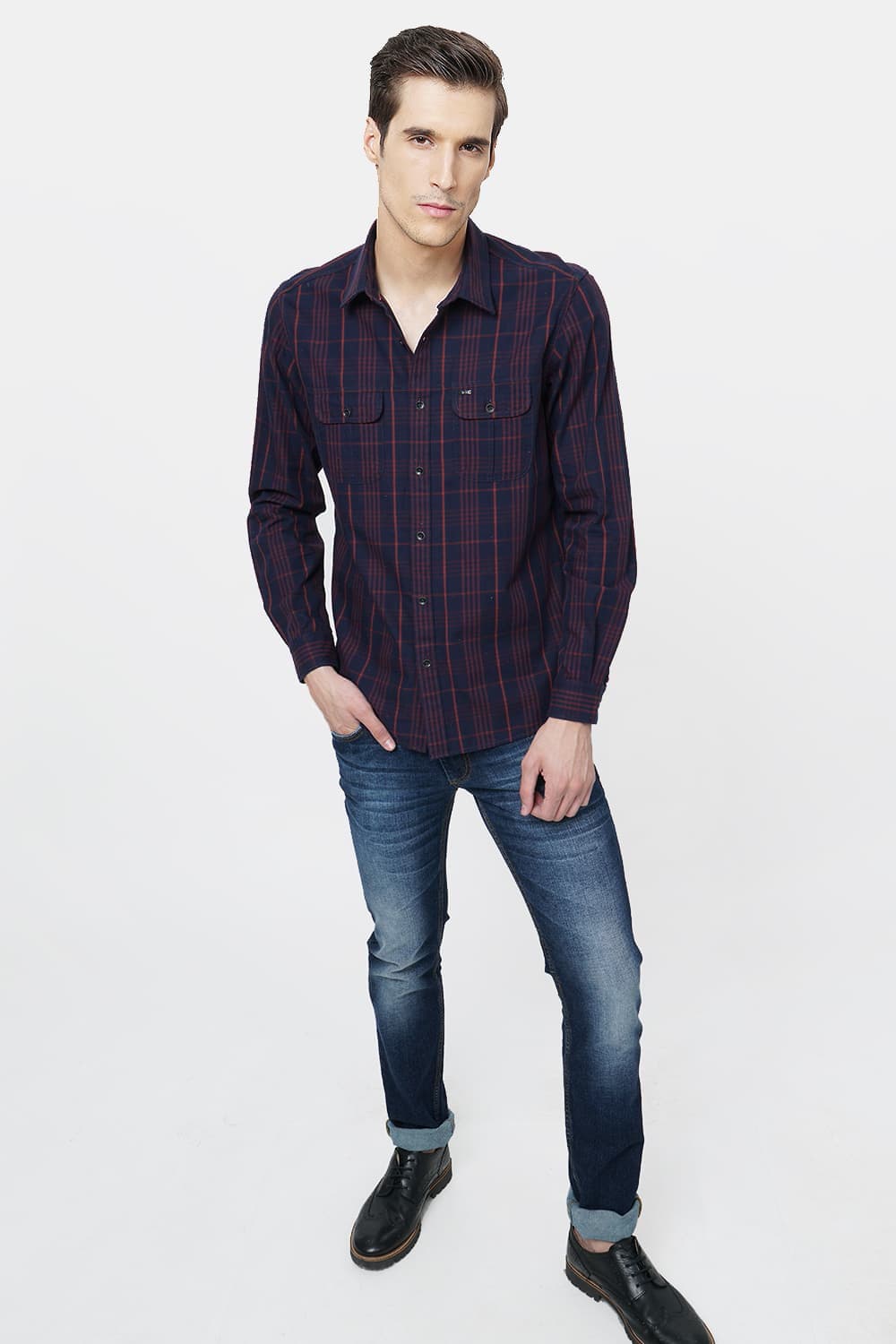 BASICS SLIM FIT CHECKS SHIRT