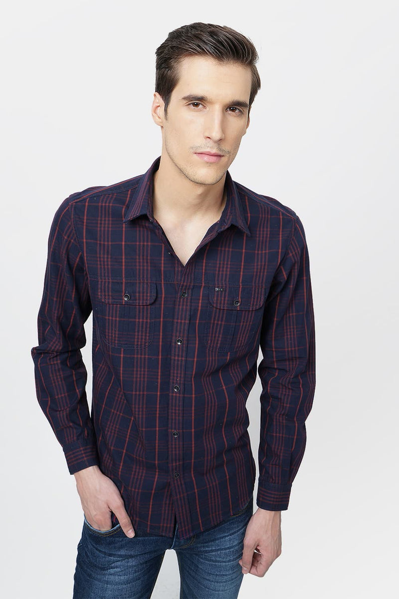 BASICS SLIM FIT CHECKS SHIRT