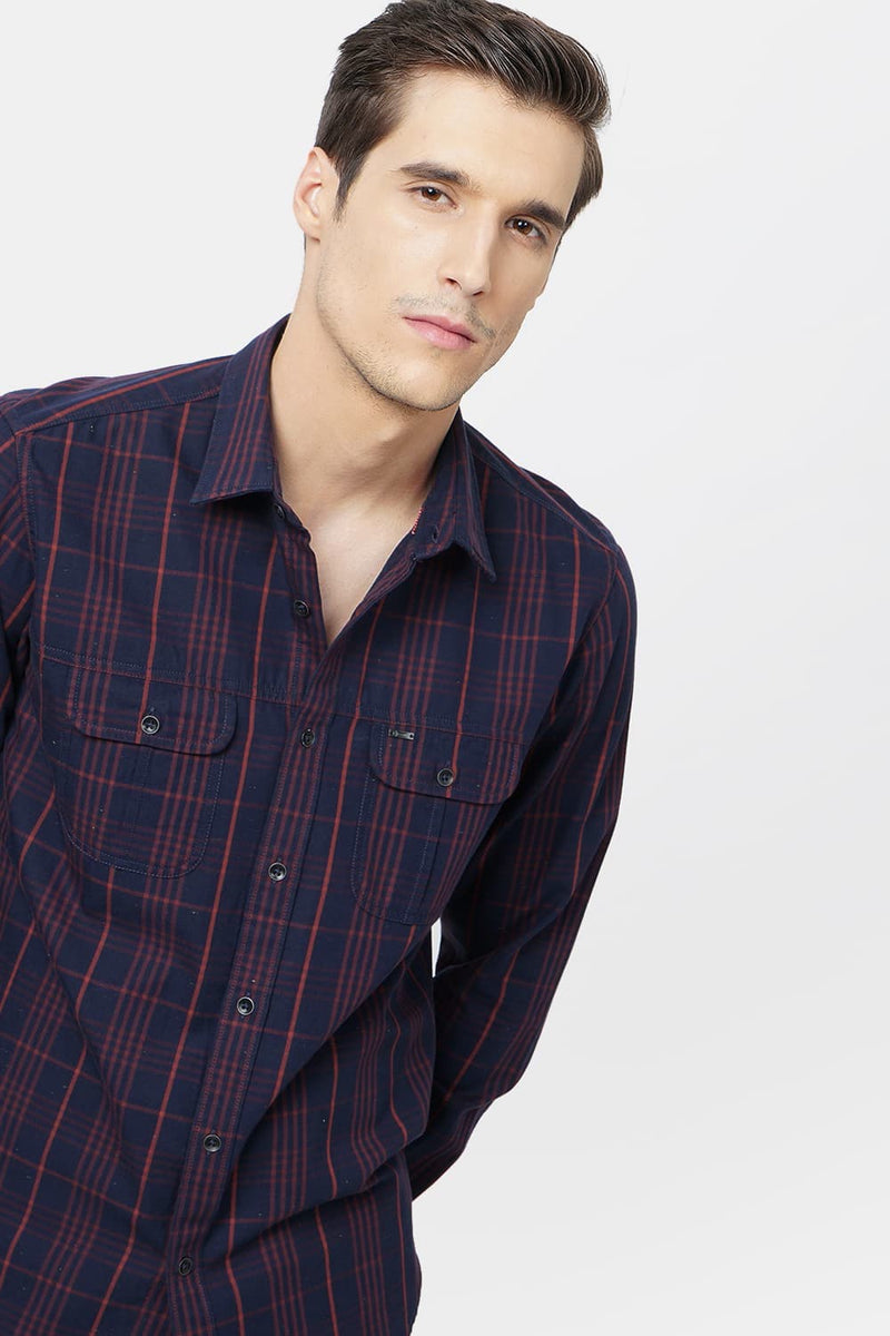 BASICS SLIM FIT CHECKS SHIRT